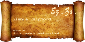 Szende Zsigmond névjegykártya